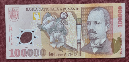 Bancnote Romania - Romania, 100000 lei 2001, seria 032D6637588, circulata, stare buna