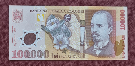 Bancnote Romania - Romania, 100000 lei 2001, seria 035A7904903, aproape necirculata
