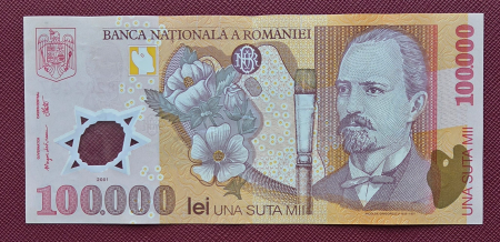 Bancnote Romania - Romania, 100000 lei 2001, seria 041C8202497, circulata, stare buna