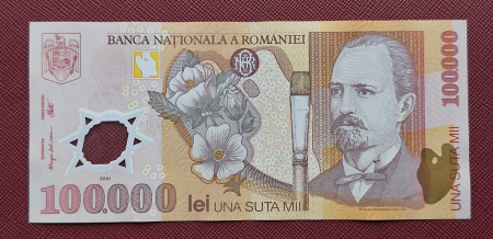 Bancnote Romania - Romania, 100000 lei 2001, seria 043B8829770, circulata, stare buna