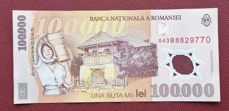 Romania, 100000 lei 2001, seria 043B8829770, circulata, stare buna [1]