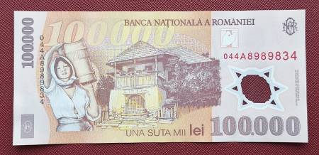 Romania, 100000 lei 2001, seria 044A8989834, circulata, stare buna [1]