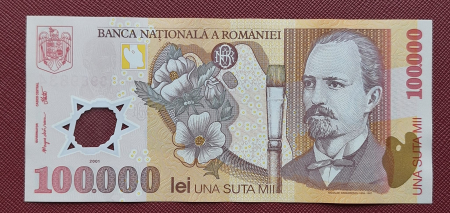 Bancnote Romania - Romania, 100000 lei 2001, seria 044A8989834, circulata, stare buna