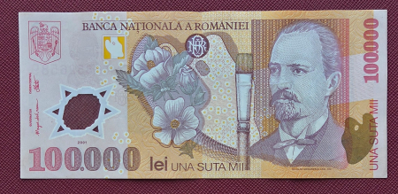 Bancnote Romania - Romania, 100000 lei 2001, seria 045B8526589, circulata, stare buna