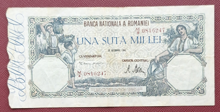 Bancnote - Romania, 100000 lei decembrie 1946, seria M/4 0816247, circulata