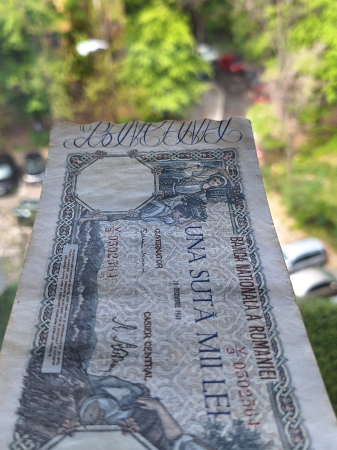 Romania, 100000 lei decembrie 1946, seria V/3 0302564, circulata, stare buna [4]