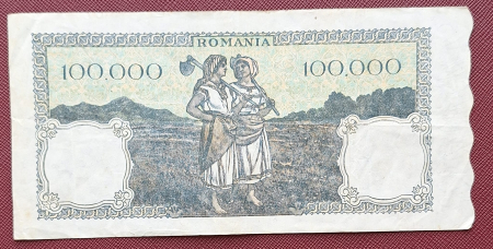 Romania, 100000 lei decembrie 1946, seria R/3 0792467, circulata [1]