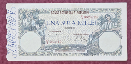 Bancnote Romania - Romania, 100000 lei decembrie 1946, seria M/3 0623129, UNC-