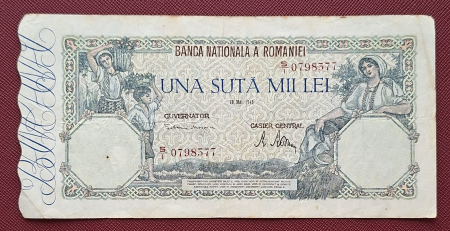 Bancnote Romania - Romania, 100000 lei mai 1946, seria S/1 0798377, circulata