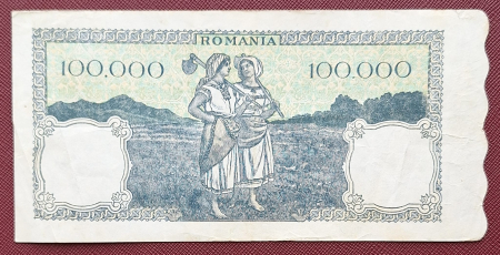 Romania, 100000 lei octombrie 1946, seria E/3 0815641, circulata [1]