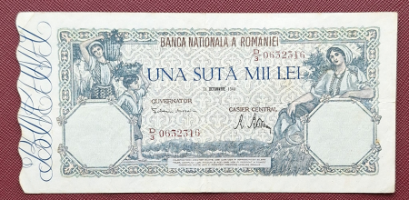 Bancnote Romania - Romania, 100000 lei octombrie 1946, seria D/3 0632316, circulata