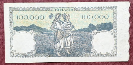 Romania, 100000 lei octombrie 1946, seria D/3 0632316, circulata [1]