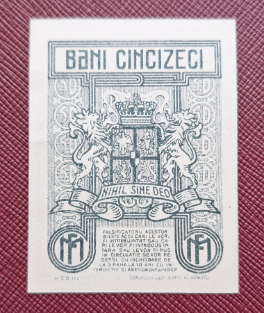 Romania 1917 - 50 Bani Regele Ferdinand, aproape necirculata [1]