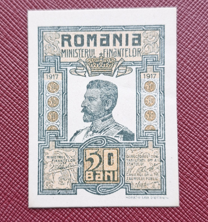 Romania 1917 - 50 Bani Regele Ferdinand, aproape necirculata [0]