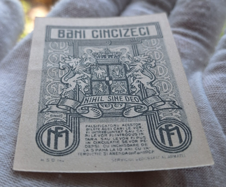 Romania 1917 - 50 Bani Regele Ferdinand, aproape necirculata [3]