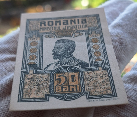 Romania 1917 - 50 Bani Regele Ferdinand, aproape necirculata [2]