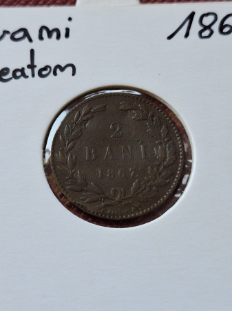 Romania, 2 Bani 1867 Heaton, Regele Carol I, primul sistem monetar [0]