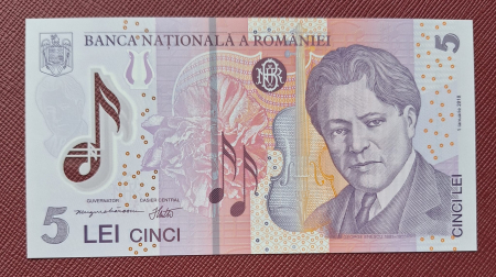Romania 5 lei 2023, polimer, necirculata [1]