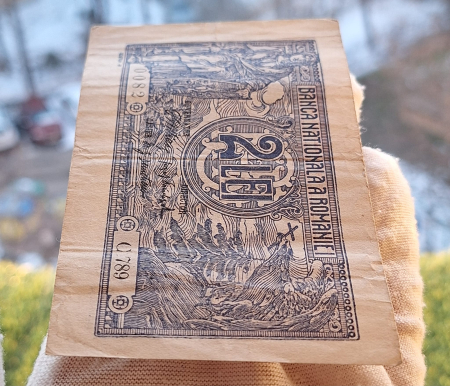 Romania, 2 lei 1915, semnatura rara Danielopol, serie din 3 cifre: C789 [4]