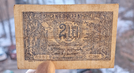 Romania, 2 lei 1915, semnatura rara Danielopol, serie din 3 cifre: C789 [2]