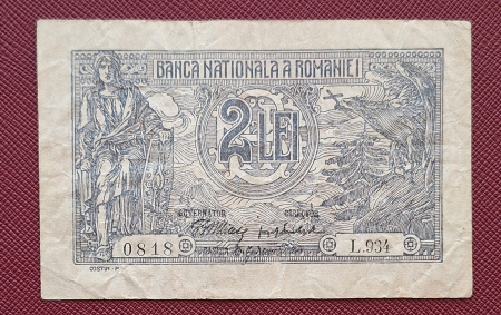 Bancnote - Romania, 2 lei 1915, semnatura rara Danielopol, serie din 3 cifre: L934