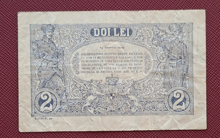 Romania, 2 lei 1915, semnatura rara Danielopol, serie din 3 cifre: L934 [1]