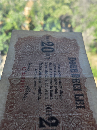 Romania 20 Lei 1917 B.G.R, Ocupatia Germana, circulata, stare buna [4]