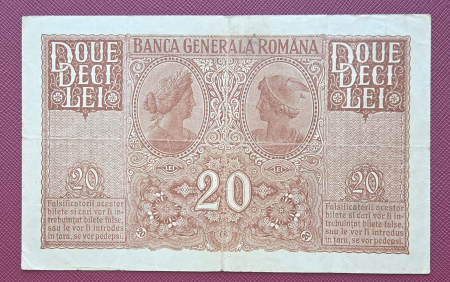 Romania 20 Lei 1917 B.G.R, Ocupatia Germana, circulata, stare buna [1]