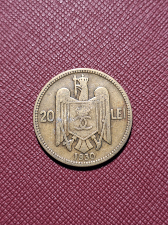 Romania, 20 lei 1930 monetaria Royal Mint, Londra, Regele Carol II [1]