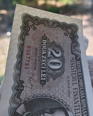 Romania 20 lei 1950, seria S/2 0567783, UNC [5]