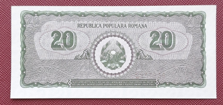 Romania 20 lei 1950, seria S/2 0567783, UNC [1]