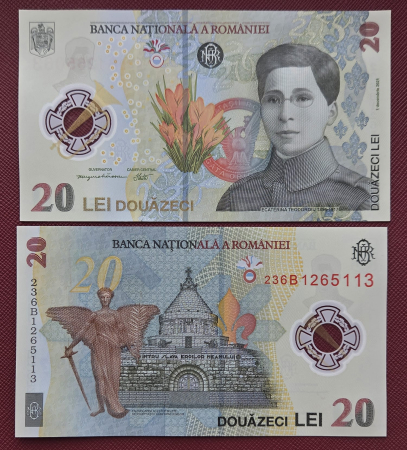 Bancnote Romania - Romania 20 lei 2023 Ecaterina Teodoroiu, polimer, UNC