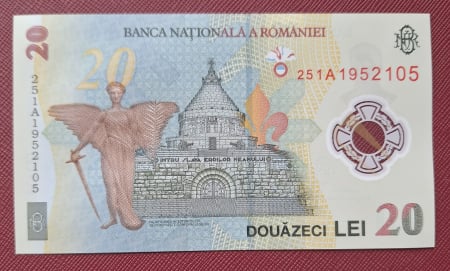 Bancnote Romania - Romania 20 lei 2025, polimer, necirculata, prefix 251A