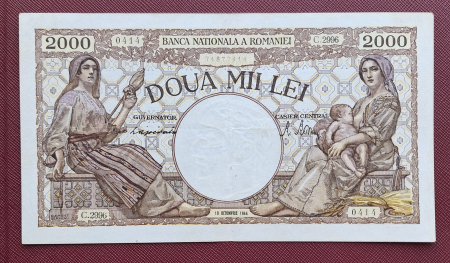 Romania, 2000 lei 10 Octombrie 1944, seria 0414/C.2996/74877414, stare buna [0]