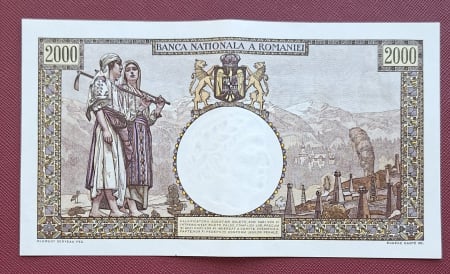 Romania, 2000 lei 1941, seria S.0803/0618/20067618, aproape necirculata [1]