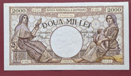Bancnote - Romania, 2000 lei 1941, seria F.0302/0424/07530424, UNC-