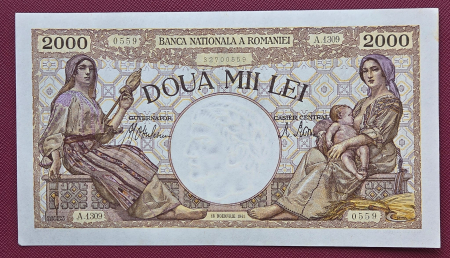 Bancnote - Romania, 2000 lei 1941, seria A.1309/0559/32700559, UNC-