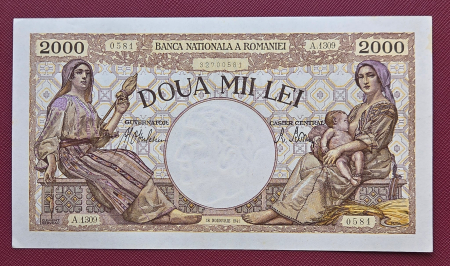 Bancnote - Romania, 2000 lei 1941, seria A.1309/0581/32700581, UNC-