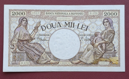 Bancnote Romania - Romania, 2000 lei 1941, seria B.1270/0869/31726869, aproape necirculata