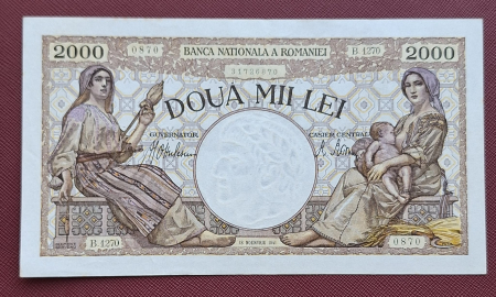 Bancnote Romania - Romania, 2000 lei 1941, seria B.1270/0870/31726870, aproape necirculata