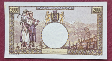 Romania, 2000 lei 1941, seria E.1309/0573/32700573, aproape necirculata [1]