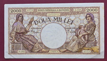 Bancnote Romania - Romania, 2000 lei 1941, seria E.1309/0573/32700573, aproape necirculata