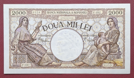 Bancnote - Romania, 2000 lei 1941, seria F.0302/0358/07530358, UNC-