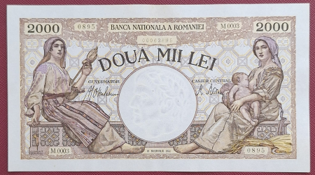 Bancnote Romania - Romania, 2000 lei 1941, seria M.0003/0896/00062895, UNC-