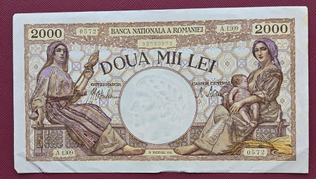 Bancnote Romania - Romania, 2000 lei 1941, seria A.1309/0572/32700572, circulata