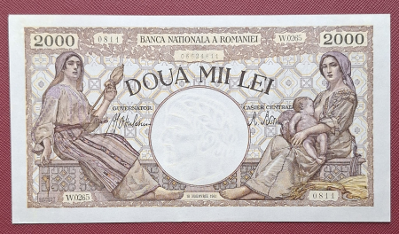Bancnote Romania - Romania, 2000 lei 1941, seria W.0265/0811/06624811, UNC-