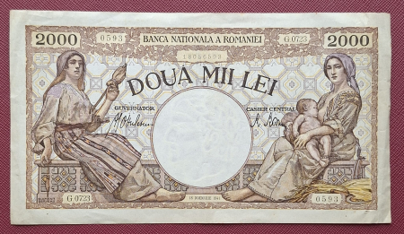 Bancnote Romania - Romania, 2000 lei 1941, seria G.0723/0593/18056593, circulata