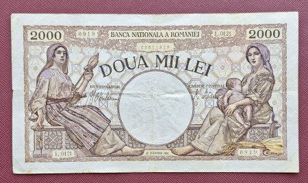 Bancnote Romania - Romania, 2000 lei 1941, seria L.0121/0919/03011919, circulata