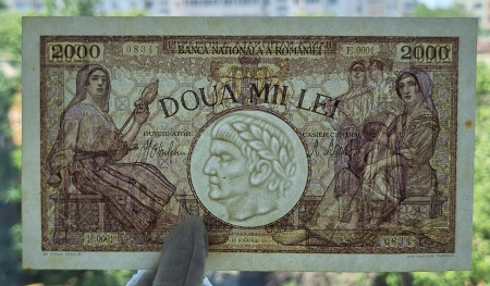 Romania, 2000 lei 1941, seria E.0001/0834/00004834, aproape necirculata [2]