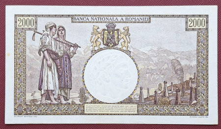 Romania, 2000 lei 1941, seria E.0001/0834/00004834, aproape necirculata [1]
